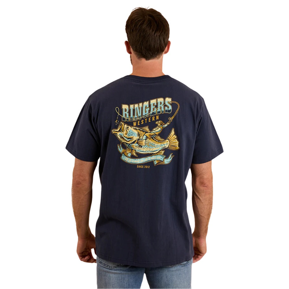 Ringers Western Buckin Barra Mens Loose Fit T-Shirt - Navy