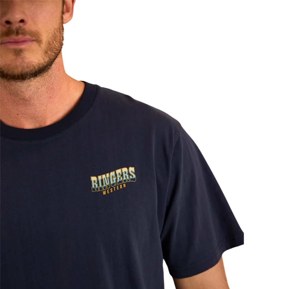 Ringers Western Buckin Barra Mens Loose Fit T-Shirt - Navy