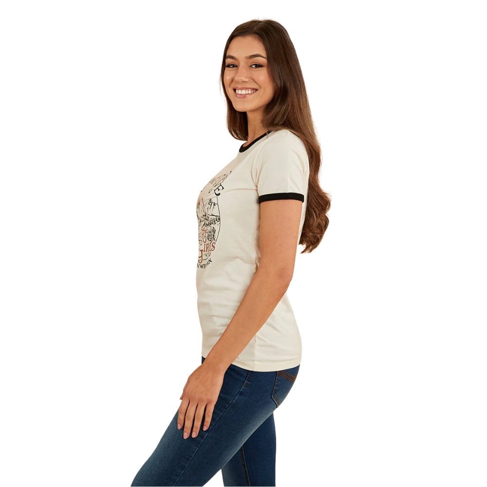 Ringers Western Melrose Womens Classic Fit T Shirt - Off White / Black