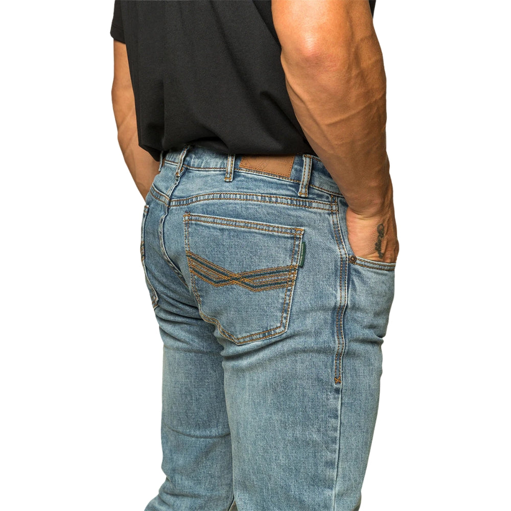 Ringers Western Muster Mens Slim Straight Fit Mid Rise Jeans - Light Wash Blue