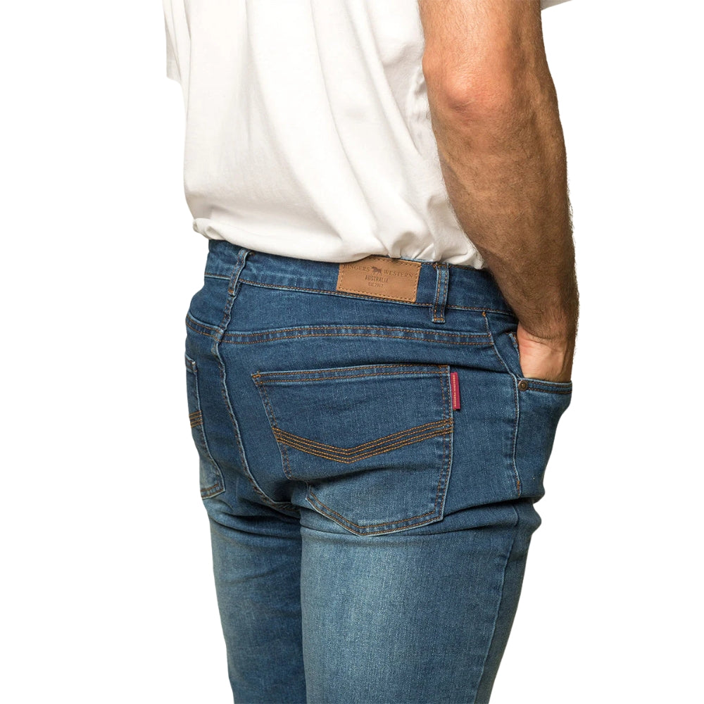 Ringers Western Burke Mens Tapered Leg Jeans - Mid Blue