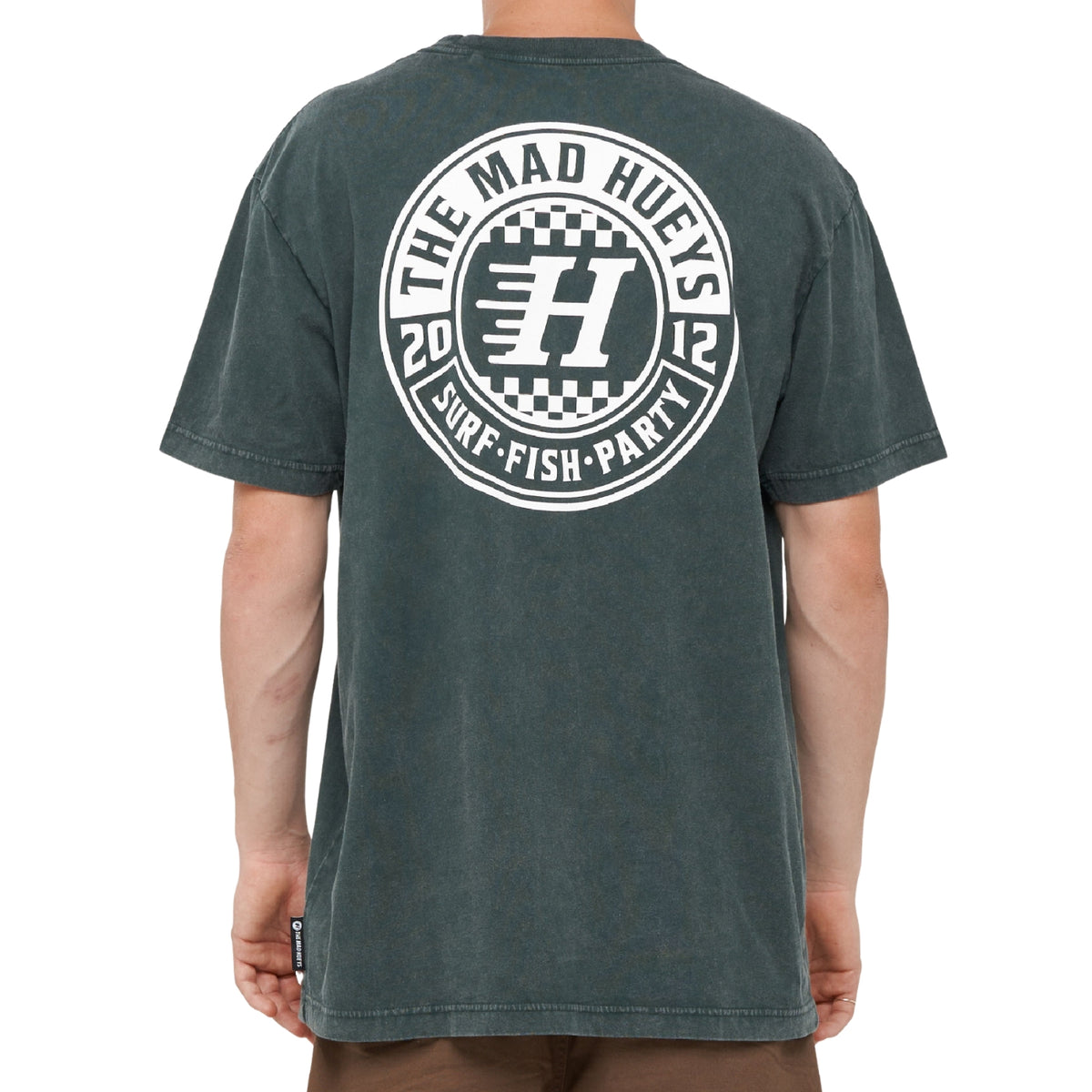 The Mad Hueys CHECKER HUEYS | SS TEE - PINE GREEN WASHED