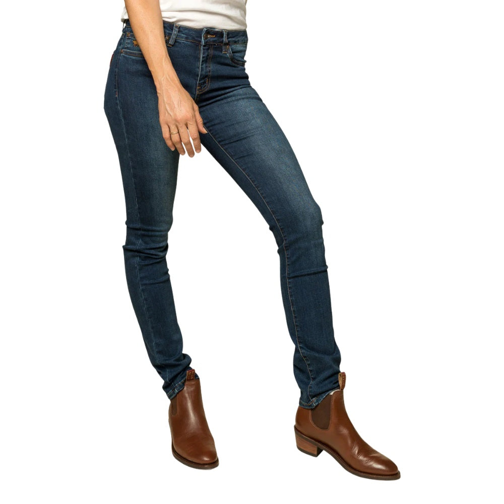 Ringers Western Victoria Womens Mid Rise Straight Leg Jeans - Classic Blue