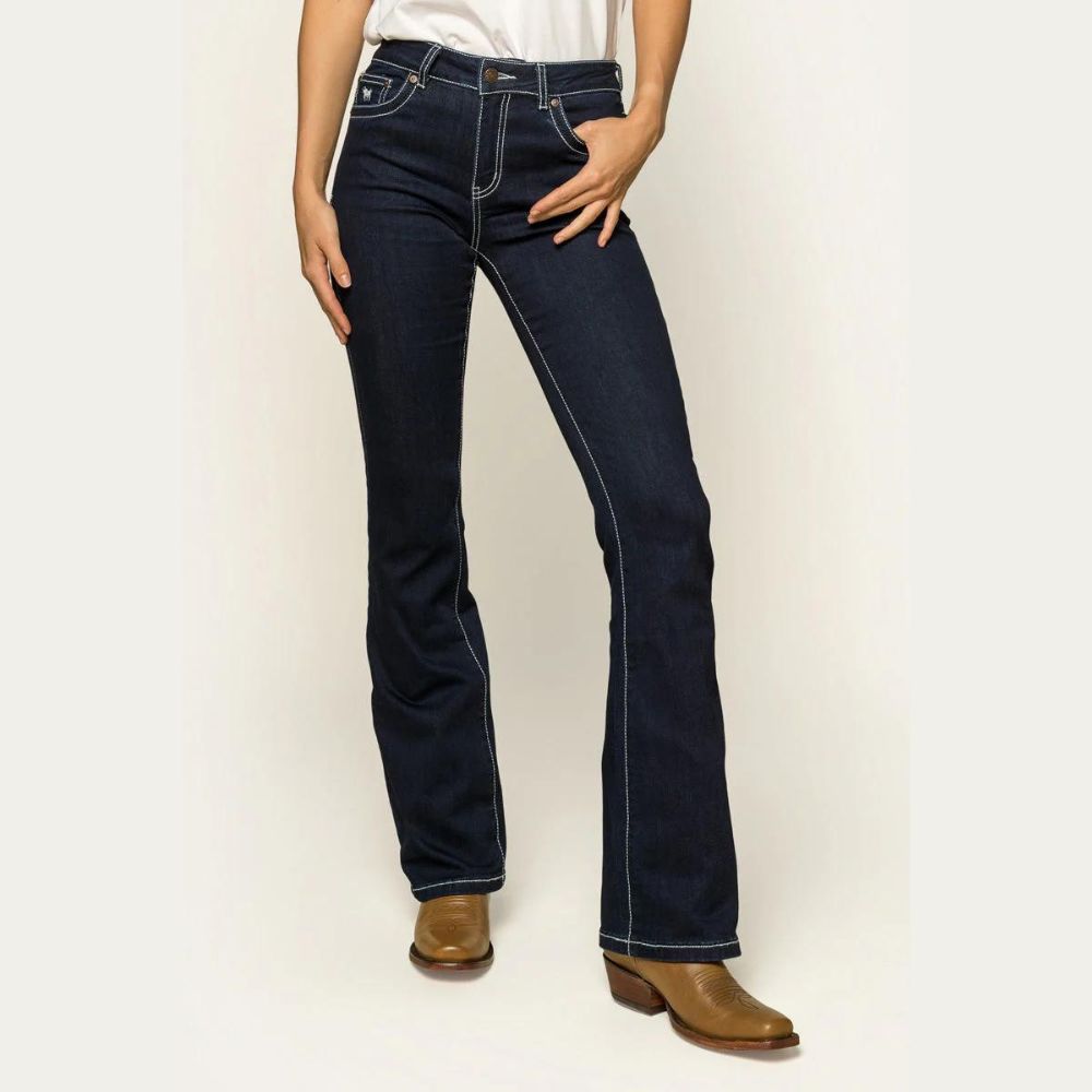 Ringers Western Caroline Womens Mid Rise Bootleg Jean - Indigo Blue