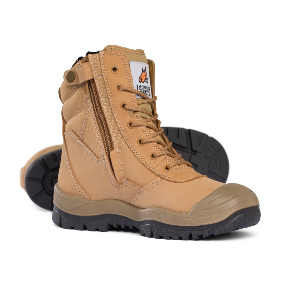 Mongrel Boots 451050 High Leg ZipSider Safety Work Boot w/scuff cap Wheat