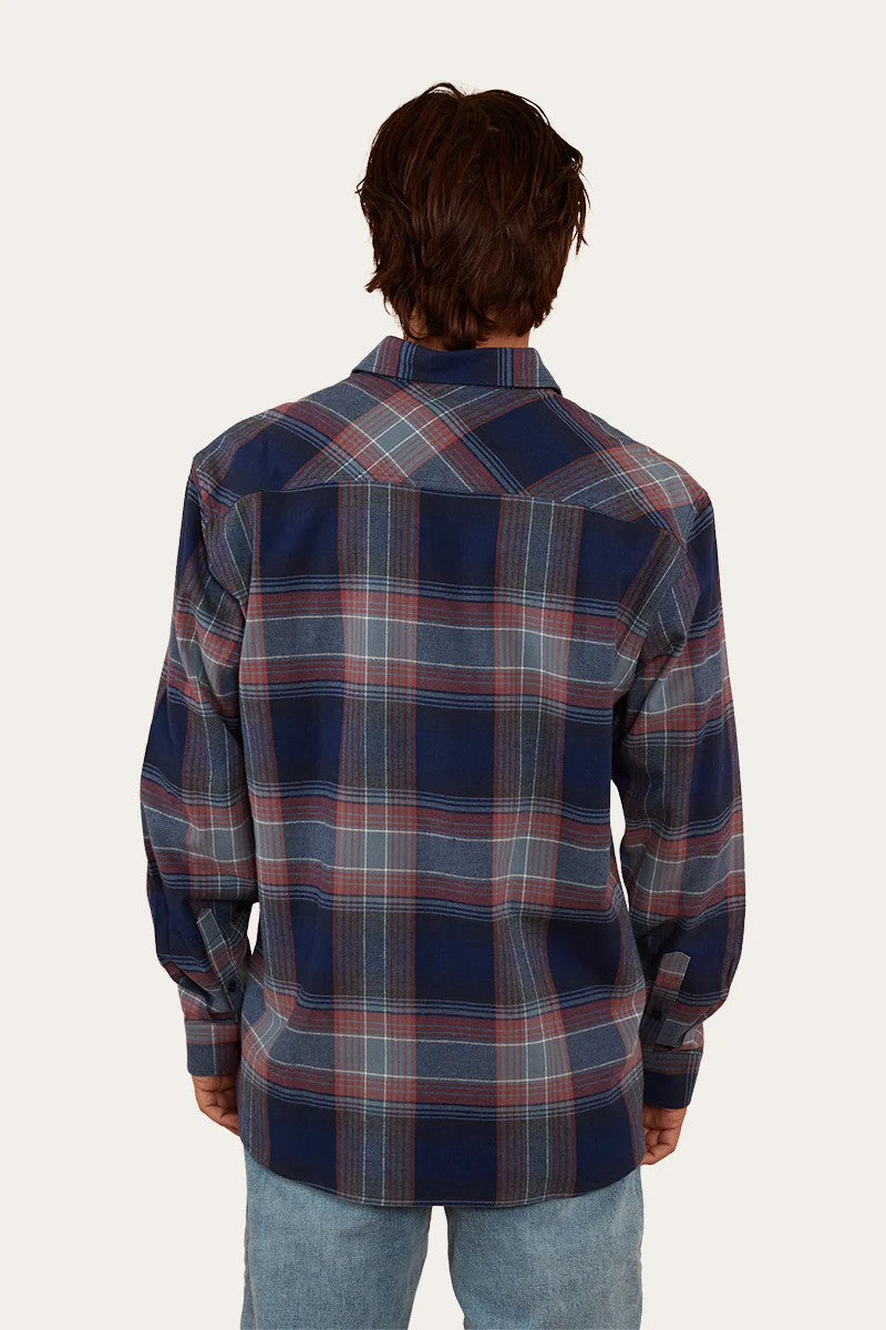 Ringers Western Cooma Mens Flanno Semi Fitted Shirt - Navy / Red