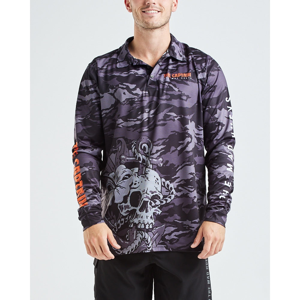 CAPTAIN WHEEL UPF50+ FISHING JERSEY - BLACK