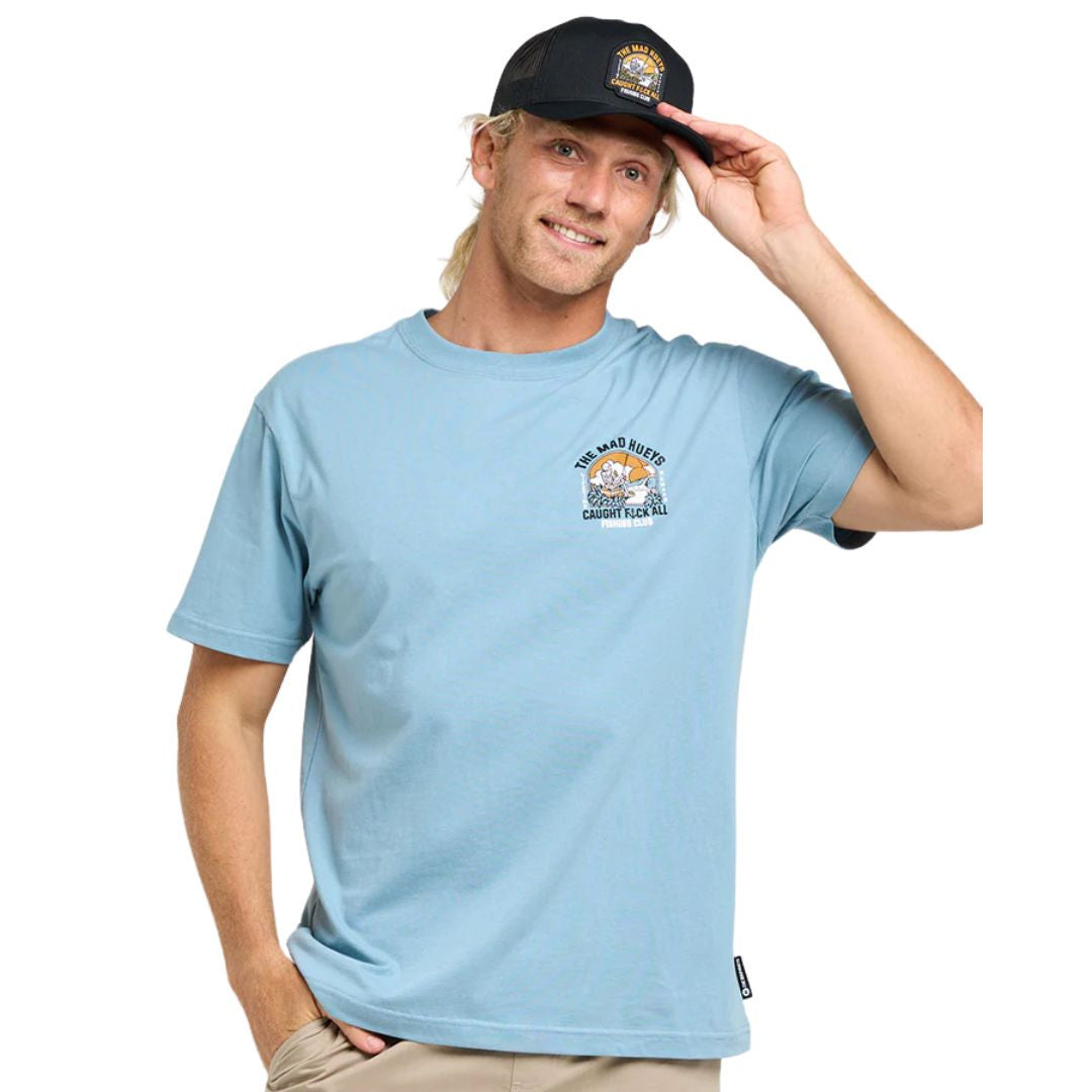 The Mad Hueys Caught FK All Fishing Island Short Sleeve Tee Steel Blue