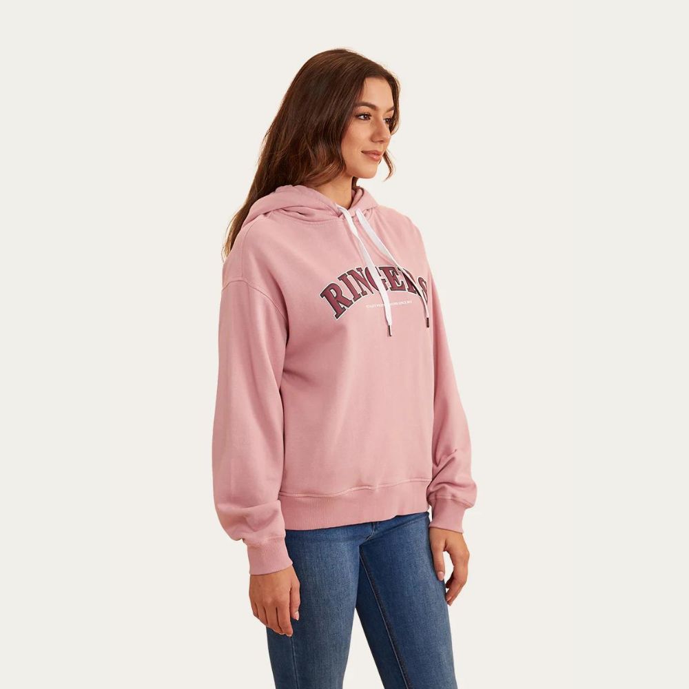 Ringers Western Varsity Womens Hoodie - Rosey Pink
