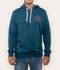 Ringers Western Signature Bull Mens Pullover Hoodie - Petrol Blue with Copper Print