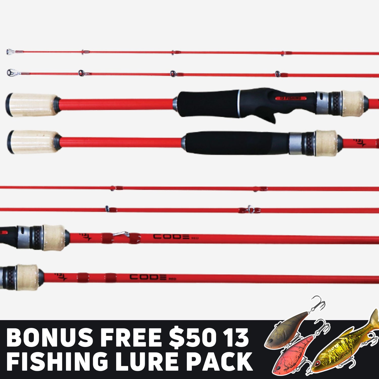 code 13 fishing pole 13 Fishing Code Red Travel Fishing Rods – McCredden's Outdoors