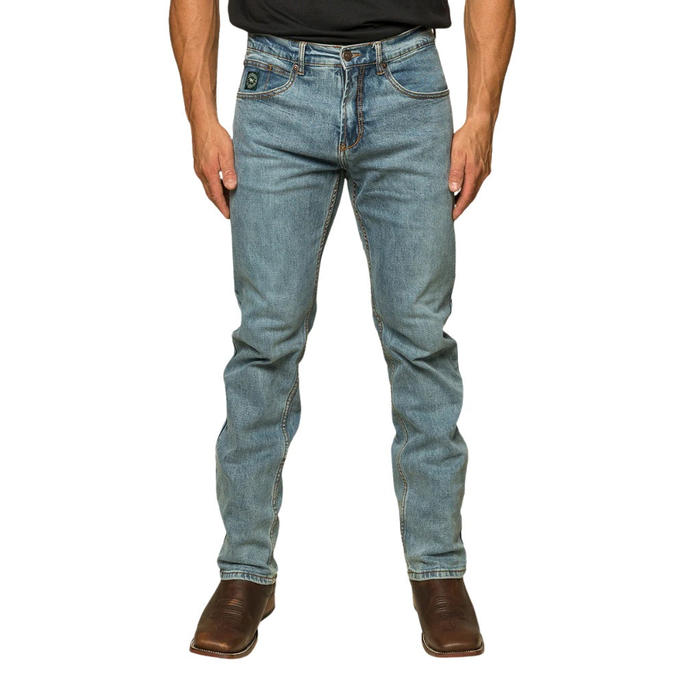 Ringers Western Muster Mens Slim Straight Fit Mid Rise Jeans - Light Wash Blue