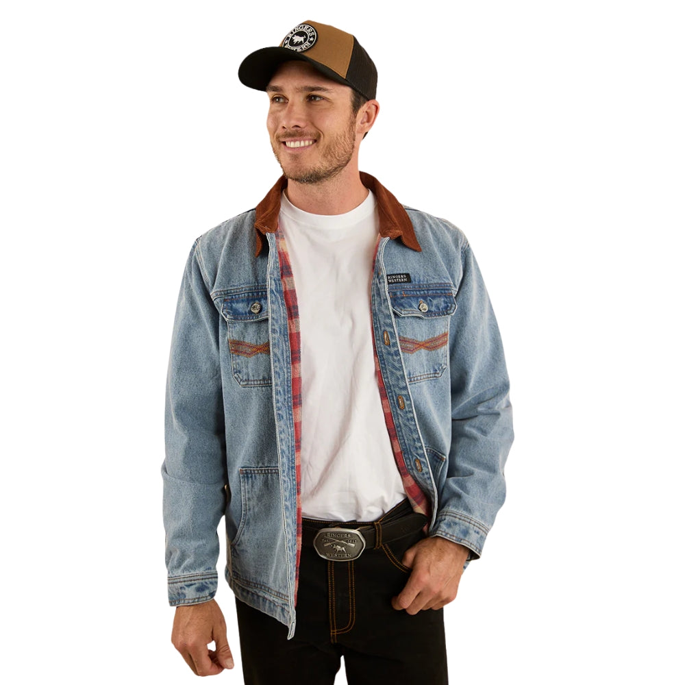 Ringers Western Bellbrae Mens Overshirt - Light  Wash Blue