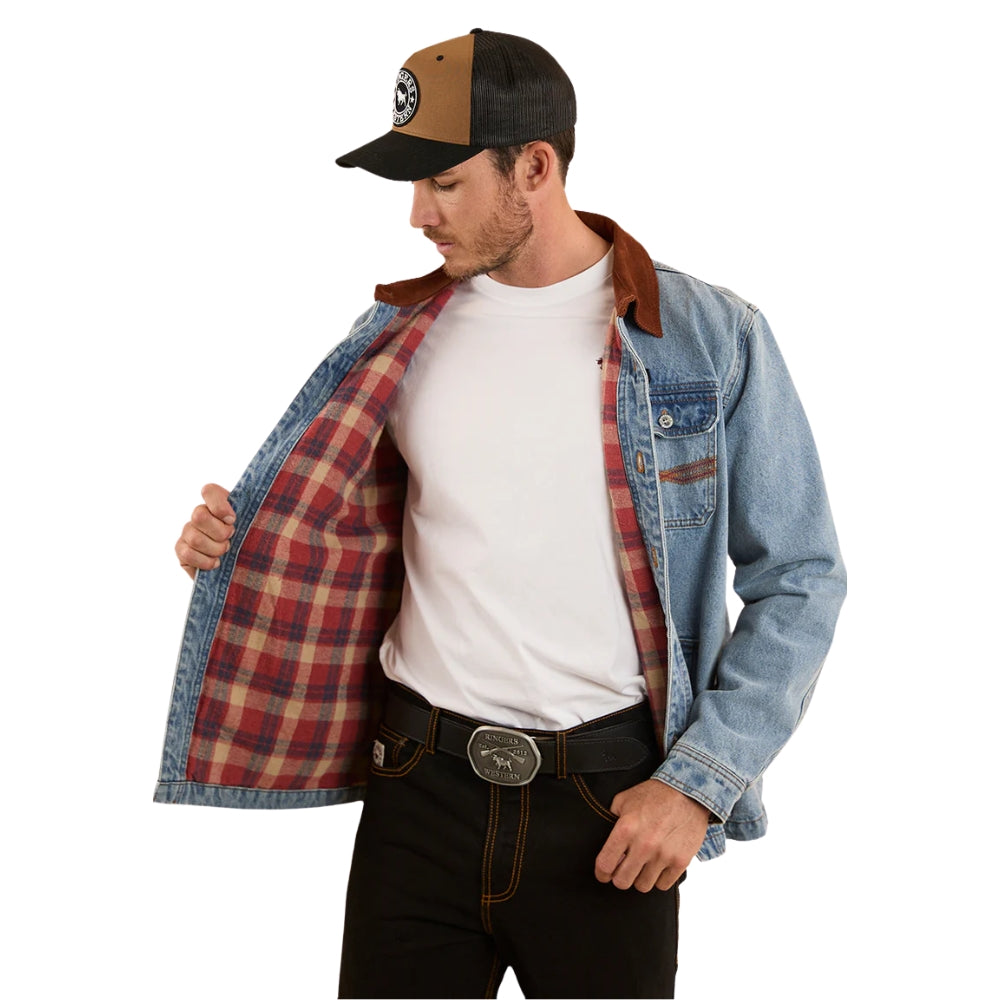Ringers Western Bellbrae Mens Overshirt - Light  Wash Blue