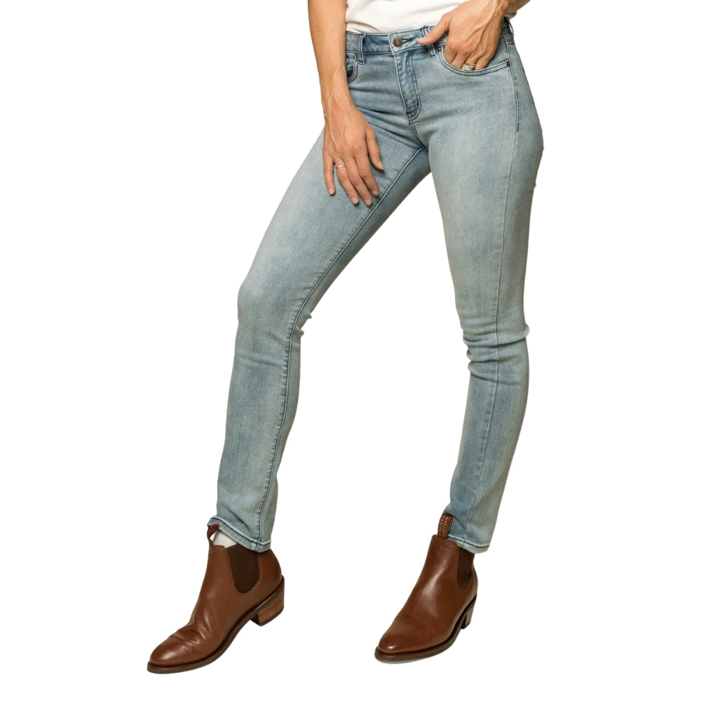Ringers Western Victoria Womens Mid Rise Straight Leg Jeans - Light Blue