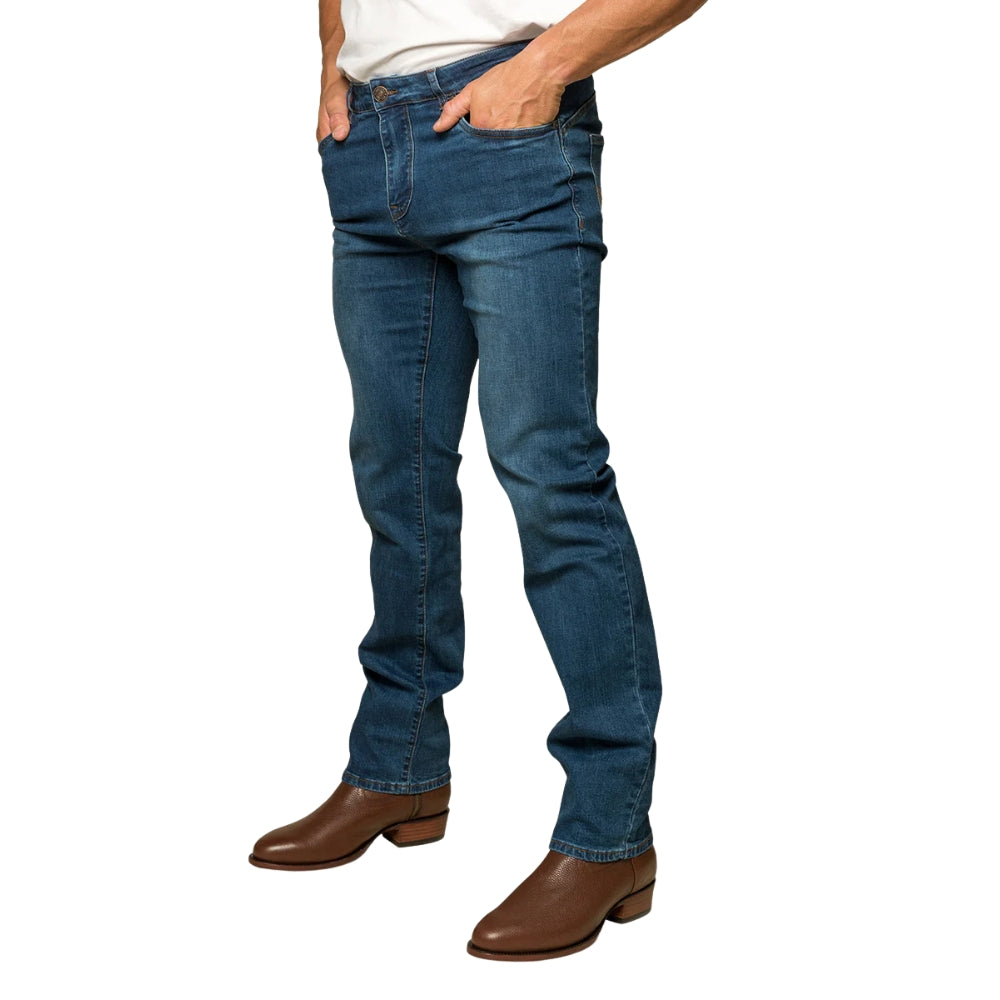 Ringers Western Mitchell Mens Straight Leg Jeans - Mid Blue