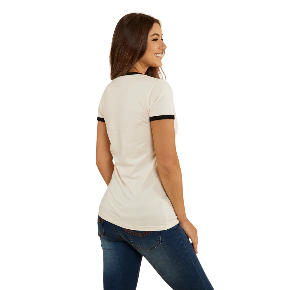 Ringers Western Melrose Womens Classic Fit T Shirt - Off White / Black