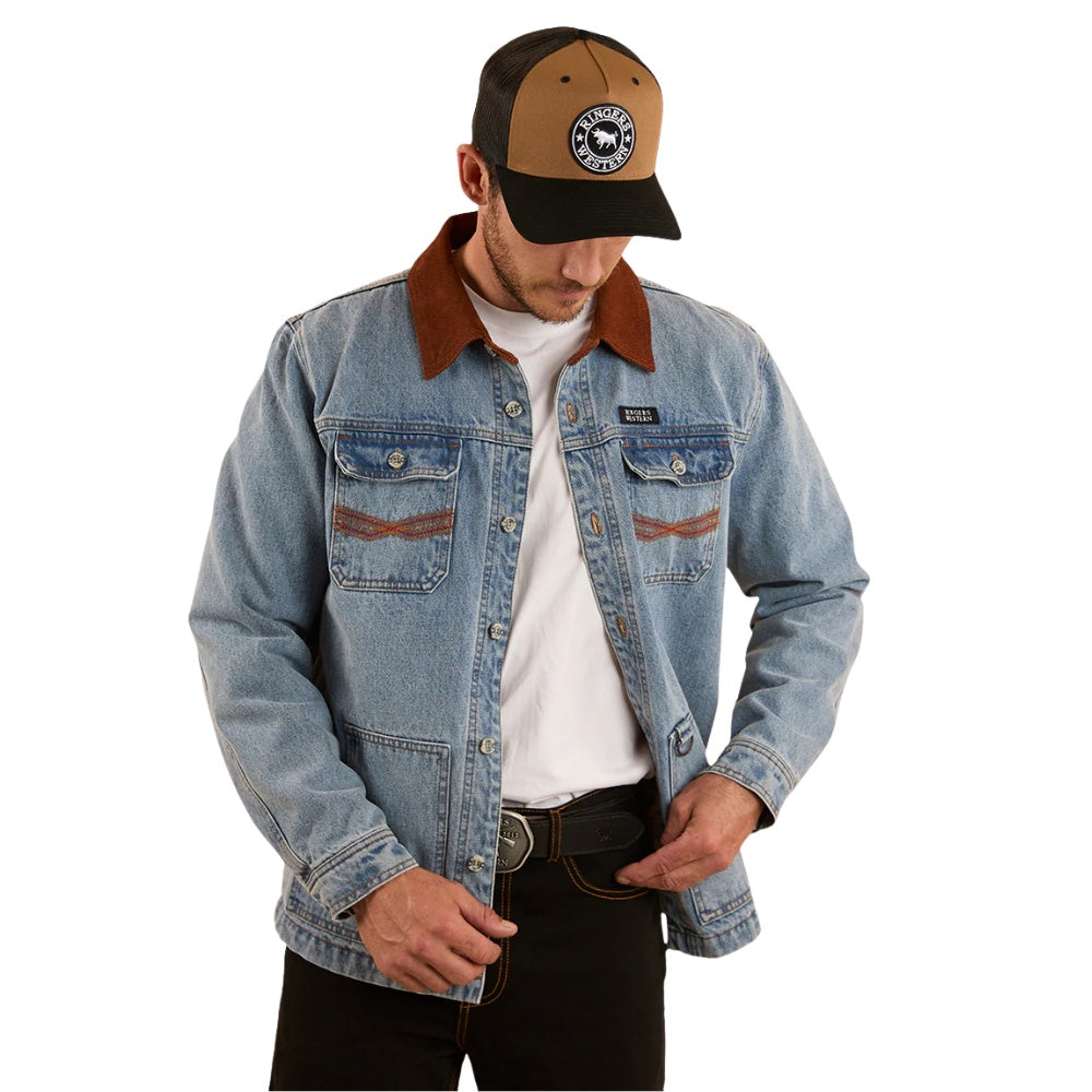 Ringers Western Bellbrae Mens Overshirt - Light  Wash Blue