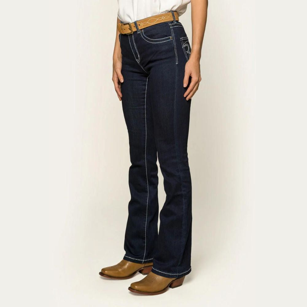 Ringers Western Caroline Womens Mid Rise Bootleg Jean - Indigo Blue