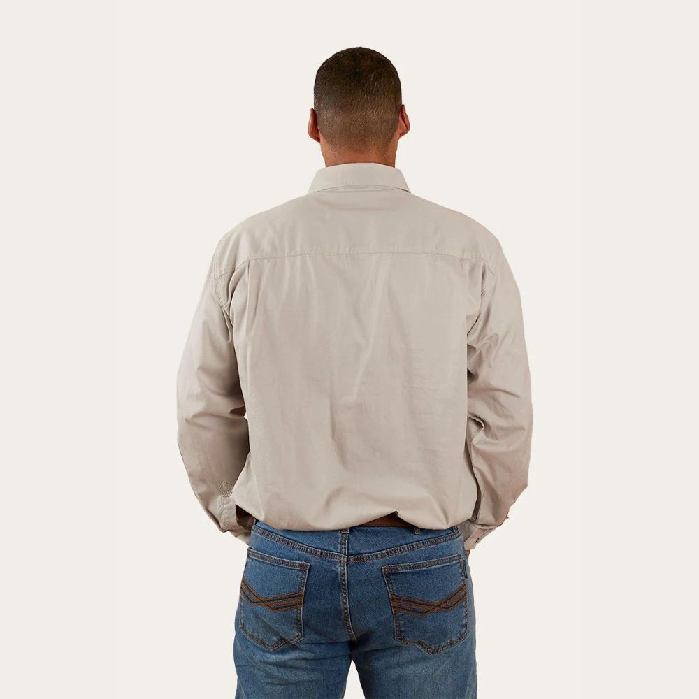 Ringers Western King River Mens Half Button Work Shirt - Beige
