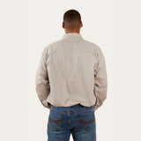 Ringers Western King River Mens Half Button Work Shirt - Beige