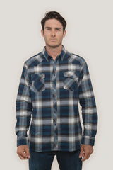 Ringers Western Cooma Mens Flanno Semi Fitted Shirt - Petrol Blue V2