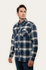 Ringers Western Cooma Mens Flanno Semi Fitted Shirt - Petrol Blue V2