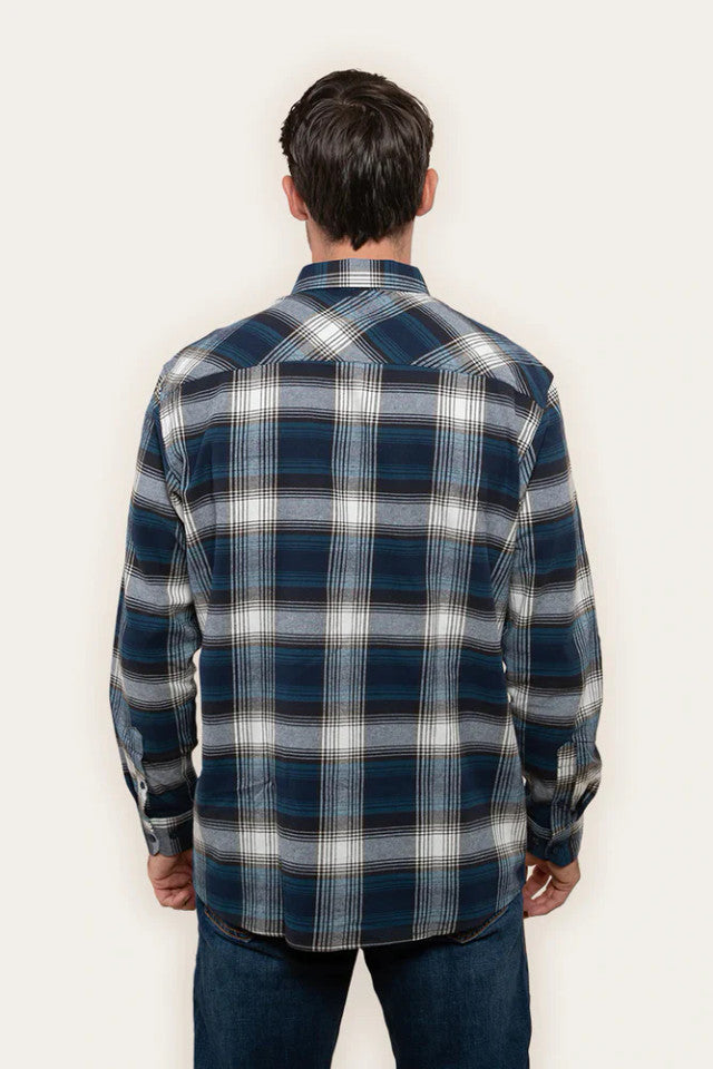Ringers Western Cooma Mens Flanno Semi Fitted Shirt - Petrol Blue V2